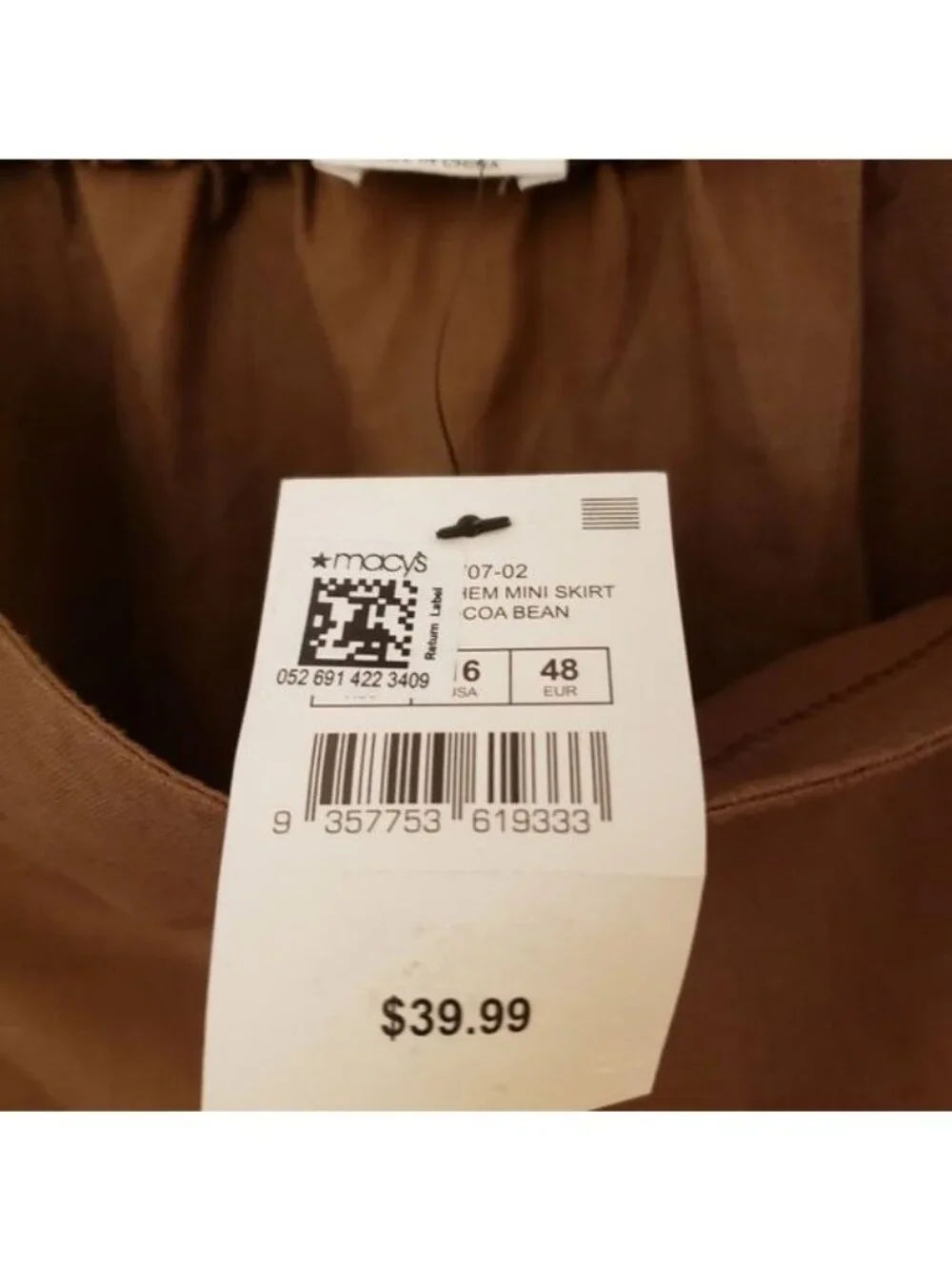 Cotton On Brown Linen Blend Mini Skirt w/ Ruffle Hem Sz16W Fits like a 20W NWT